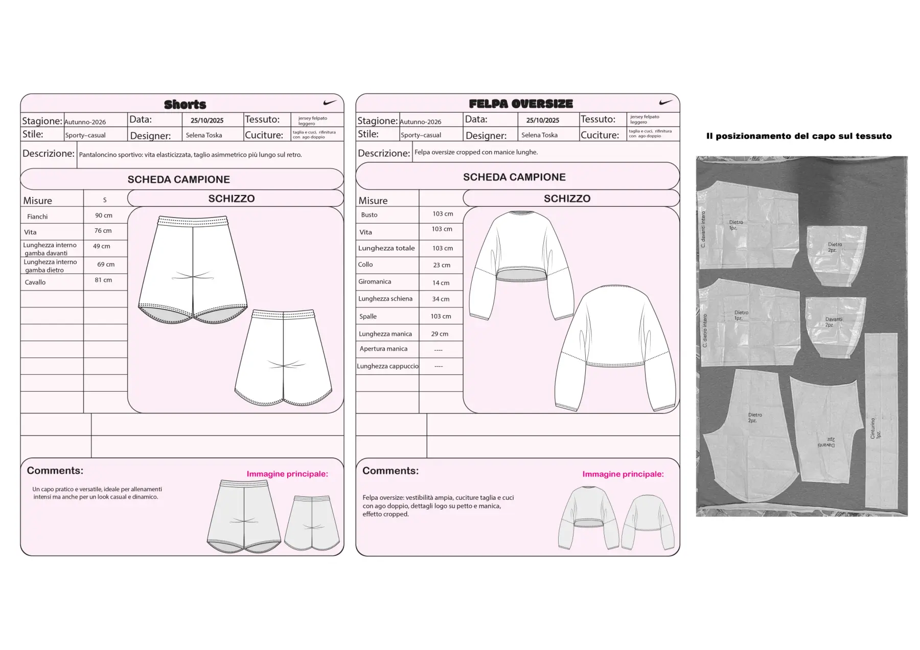 Sportswear — Drawings and spec sheets, board 3 of 4